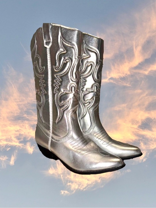 Shoes - Triple Threads Silver Metallic Cowboy Boots